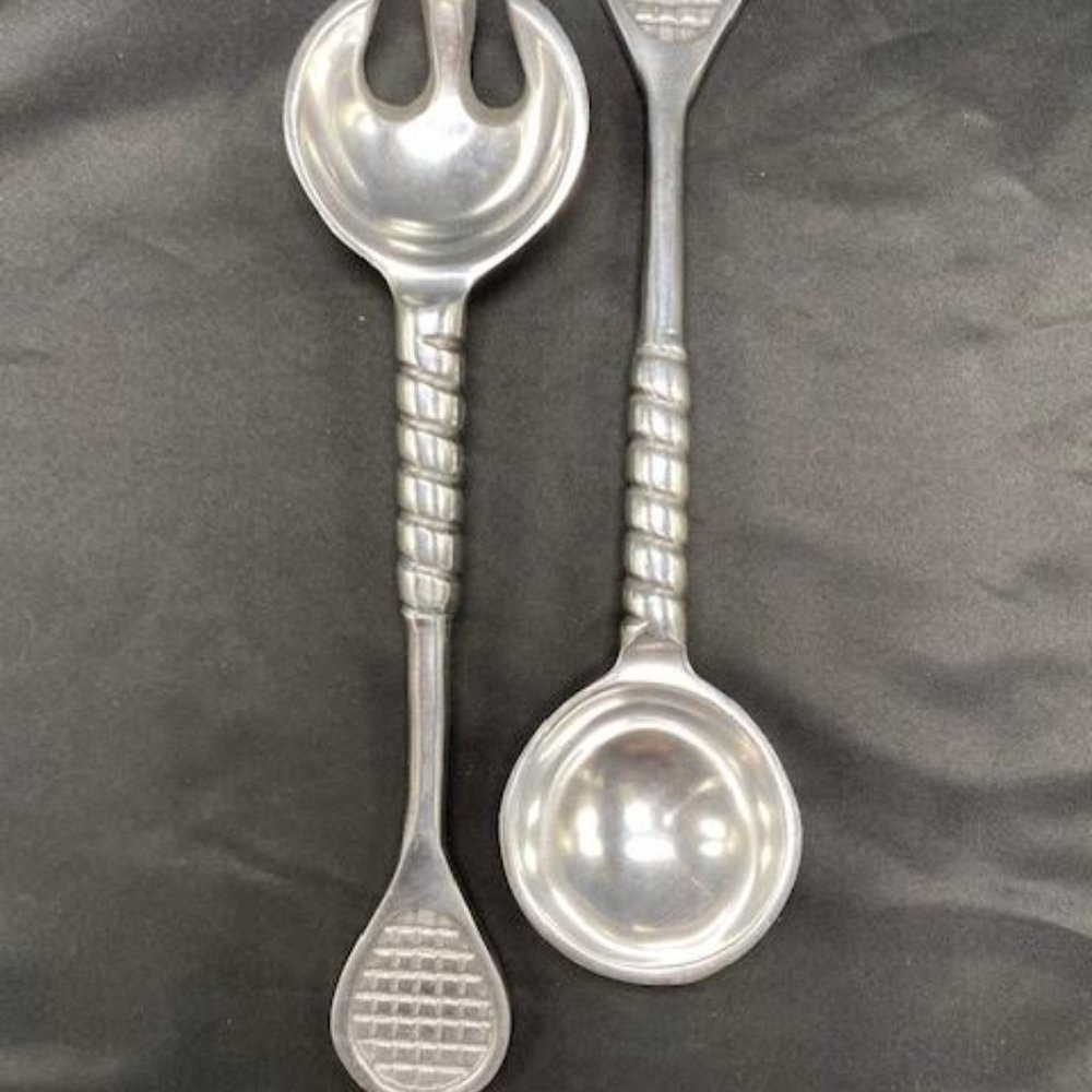 Set of Salad Servers with a Tennis Theme Handles, 13"